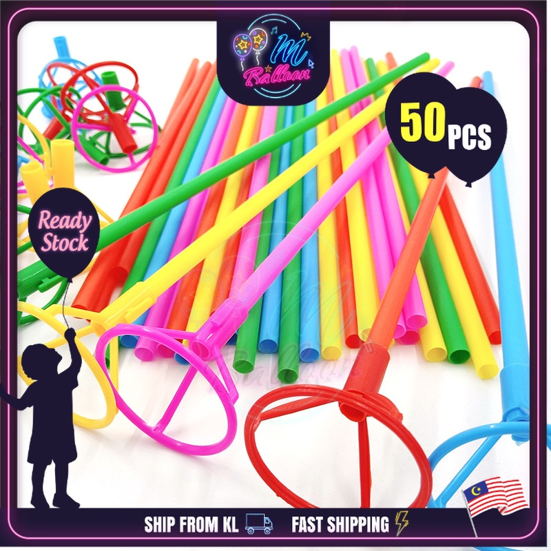 [50 Sets] Balloon Stick / Balloon Rod / Balloon Holder, Belon Stick ...