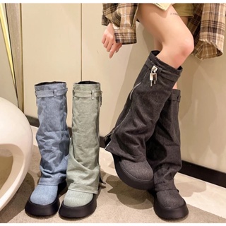 2023 Winter Mid Calf Boots For Women Fashion Slip On Long Pipe