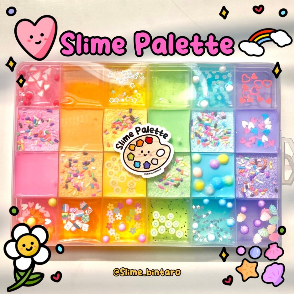 TZK88 SLIME PALETTE 24 PCS BY SLIME BINTARO || Colorful SLIME PALETTE ...