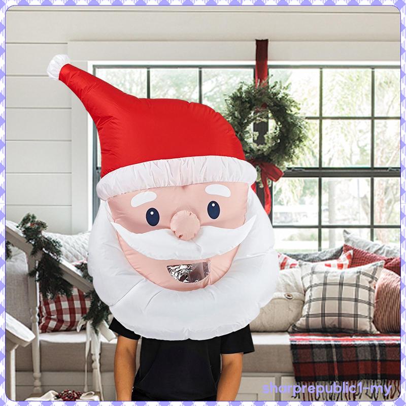 [SharprepublicfcMY] Adult Inflatable Santa Claus Headgear Christmas