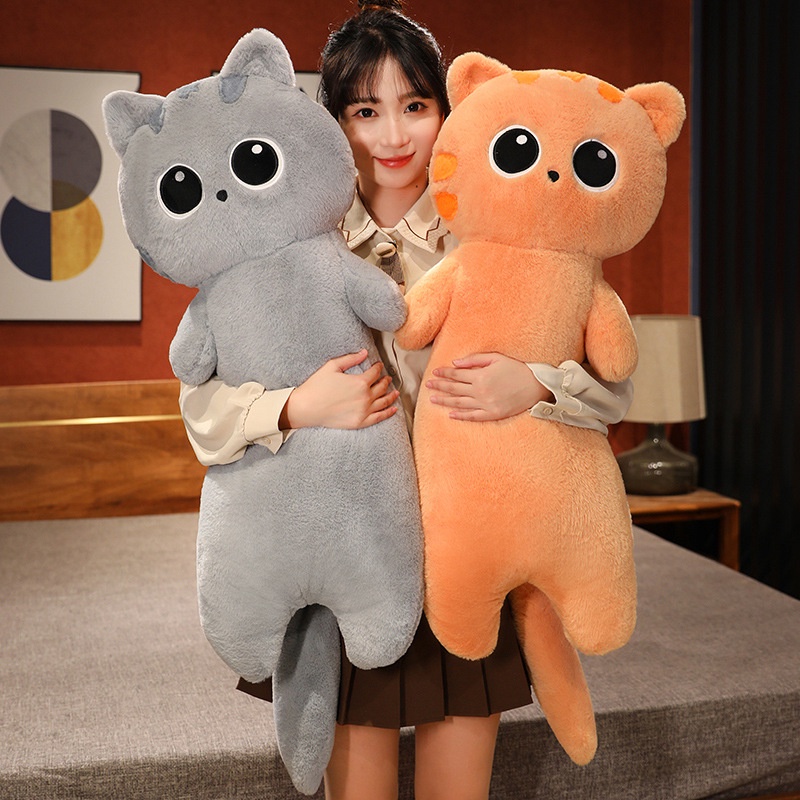 Hot Cute Cartoon Cat Long Plush Pillow Soft Stuffed Animals Big Eyes Lovely Kitten Anime Kids Toys Plush Sofa Cushion Home Decor Shopee Malaysia