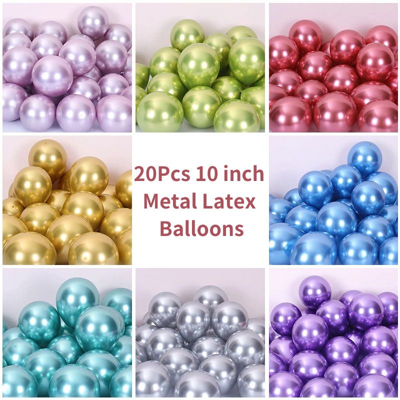 20Pcs 10 inch Metal Latex Balloons Wedding Decorations Matte Helium ...