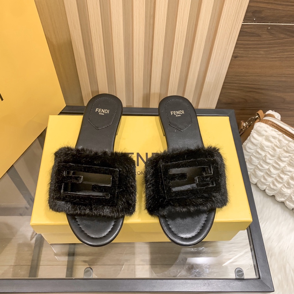 Fendi fur slides cheap women