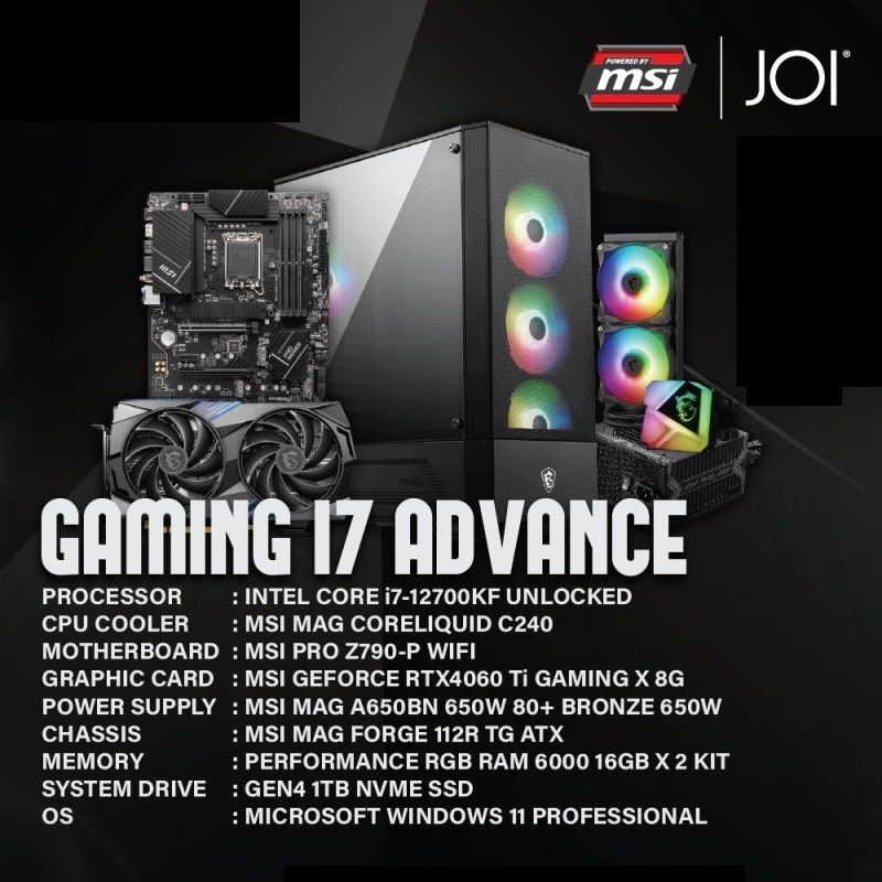 JOI PBM ADVANCE I7 RTX4060TI GAMING PC ( I7-12700KF, 32GB, 1TB ...