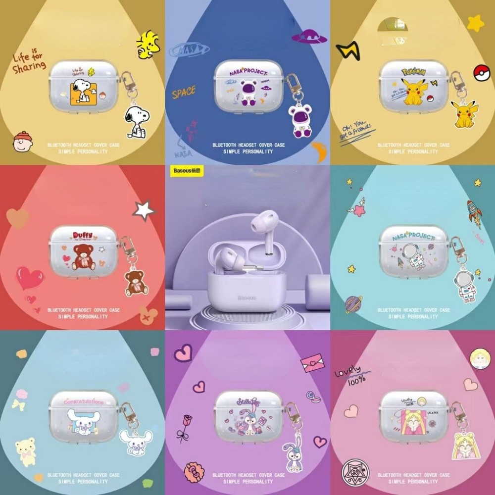 READY STOCK!For Baseus W3 Case Transparent Cool Cartoon Pattern Soft ...