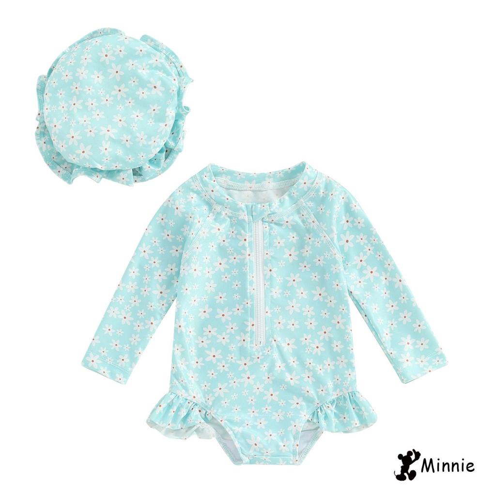 PoppToddler Girls Rash Guard Swimsuit Rompers Long Sleeve Floral Print