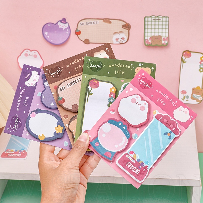 Cartoon Combined Type Sticky Note - 20-60 Sheets/Book Cute Animal ...