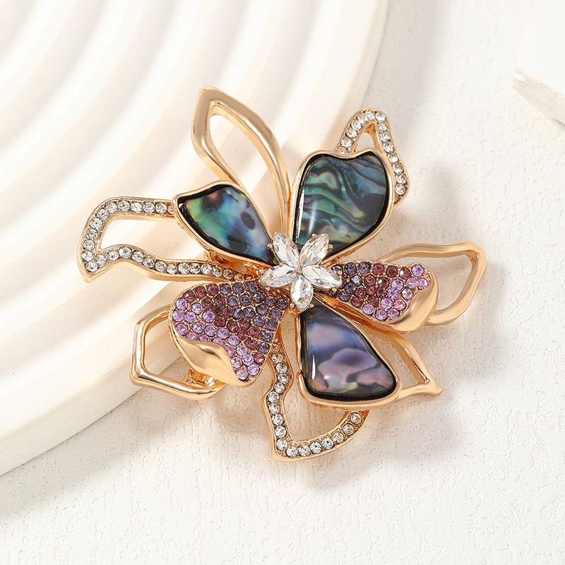Precious Abalone Shell Bow Rhinestone Brooches New High-end Flower Pins ...