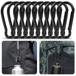 Outdoor Hiking Fishing Traveling Black Spring Carabiner Hook 8 Pcs