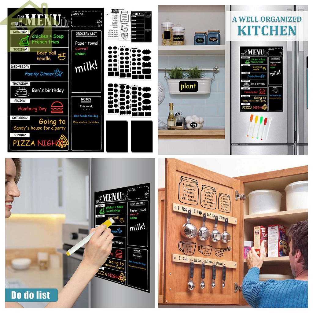 Dry Erase Menu Board Set for Fridge with 5 Markers 10