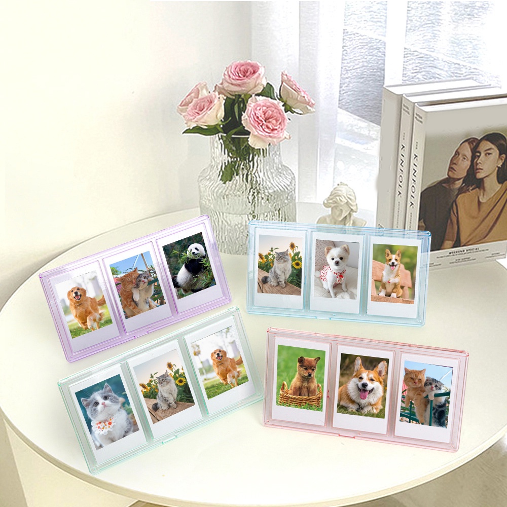Transparent Acrylic Picture Photo Frame Triple Grid Photocard Holder