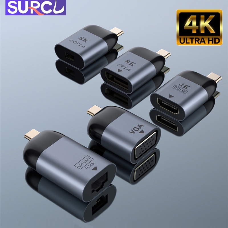 USB Type C to HDMI VGA RJ45 Mini Displayport DP Adapter converter 4K ...