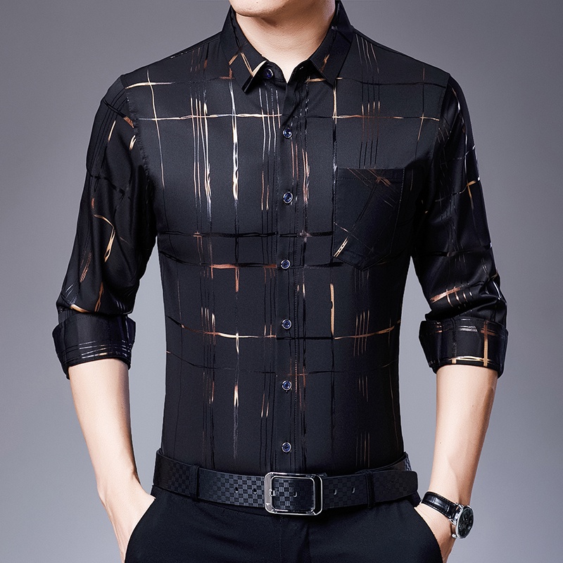 Elegant Business Casual Shirt for Men Long Sleeve Dress Shirts Turn ...