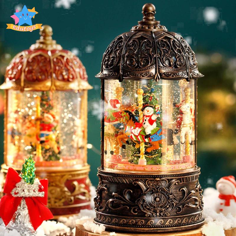 [Edstars] Carousel Snow Globe Music Box, Santa Claus Snowing Crystal