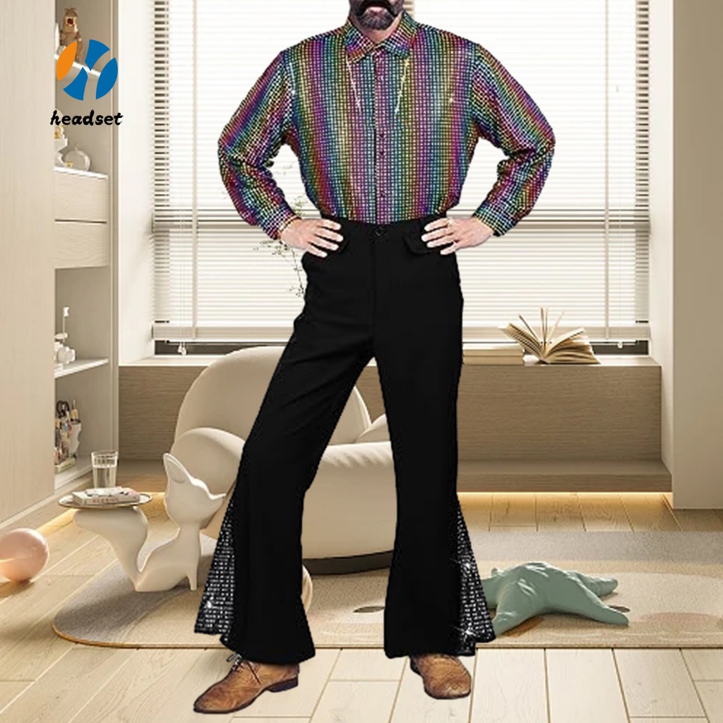 Stretch Flared Dress Pants Brown Cargo Pants Men Dance Performance Pants  70s Disco Bell Bottom Pants For Men - Stretch Solid Dress Pants For Dancing  & Performance Bell Bottom Pants Men Mens