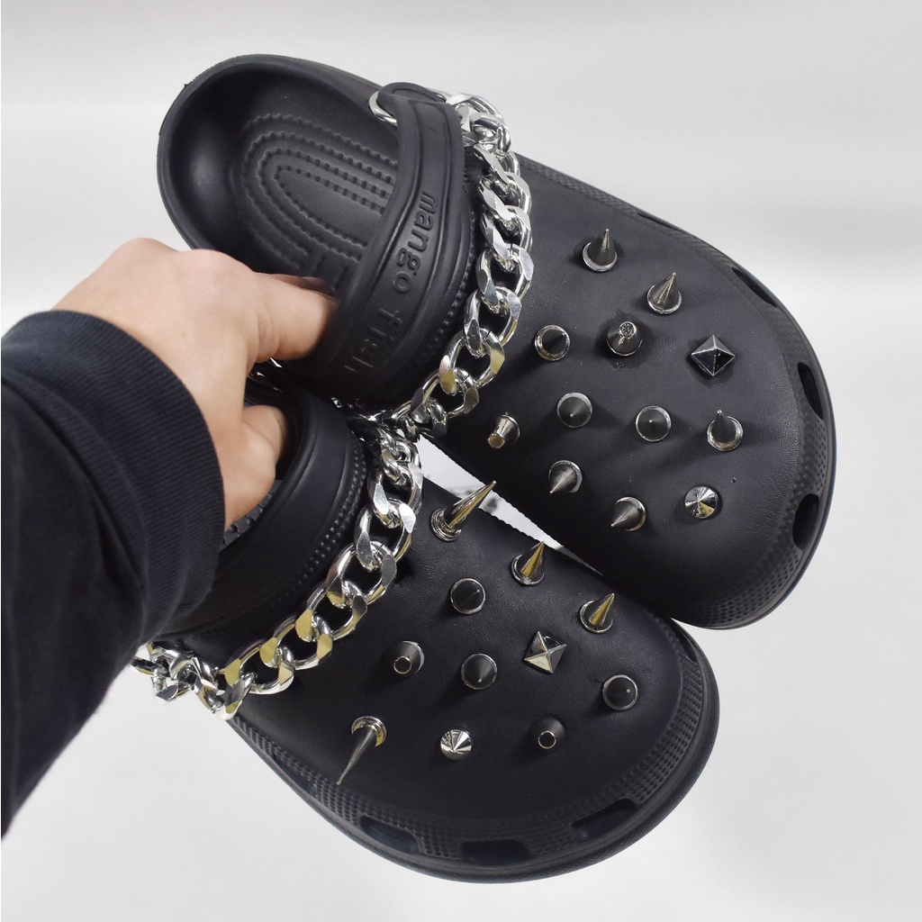Fashion Punk Rivet Jibbitz for Crocs Set Gems Jibits Charm Spike Jibitz Croc Chain for Women Shoes Accessories Shoe Charms Pins Decoration Shopee Malaysia