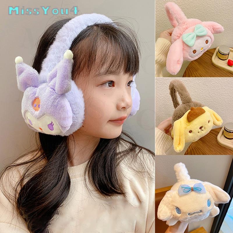 Sanrio Kuromi Soft Plush Warmer Earmuff Cinnamoroll Melody Cute Earflap Winter Outdoor Cold