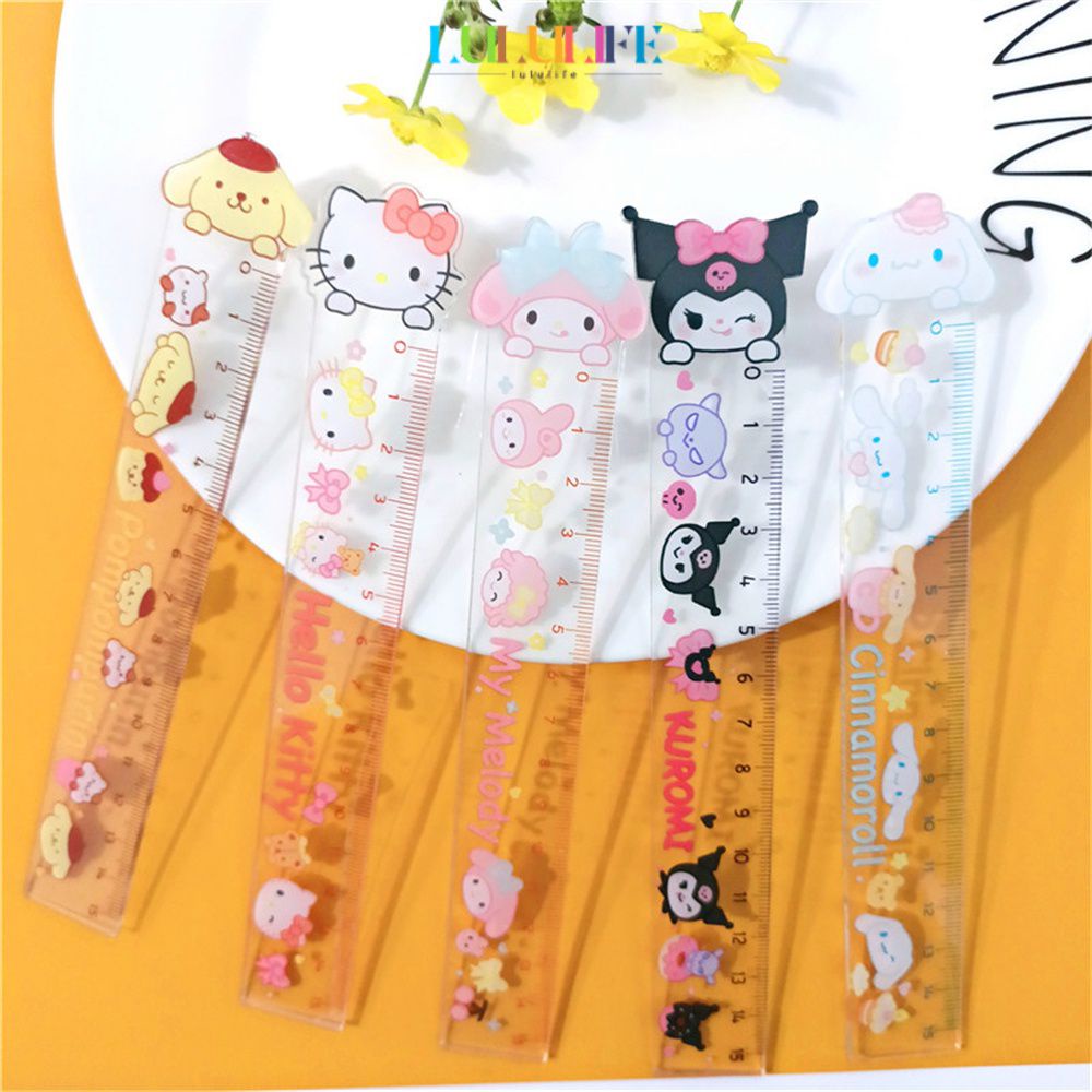 Cartoon Hello Kitty Transparent Cartoon Ruler Sanrio Ruler Kawaii INS ...