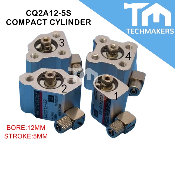 CQ2 CQ2A12-5S Compact Pneumatic Cylinder Small Air Cylinder Bore 12mm Travel Stroke 5mm Single Acting Test Fixture DIY
