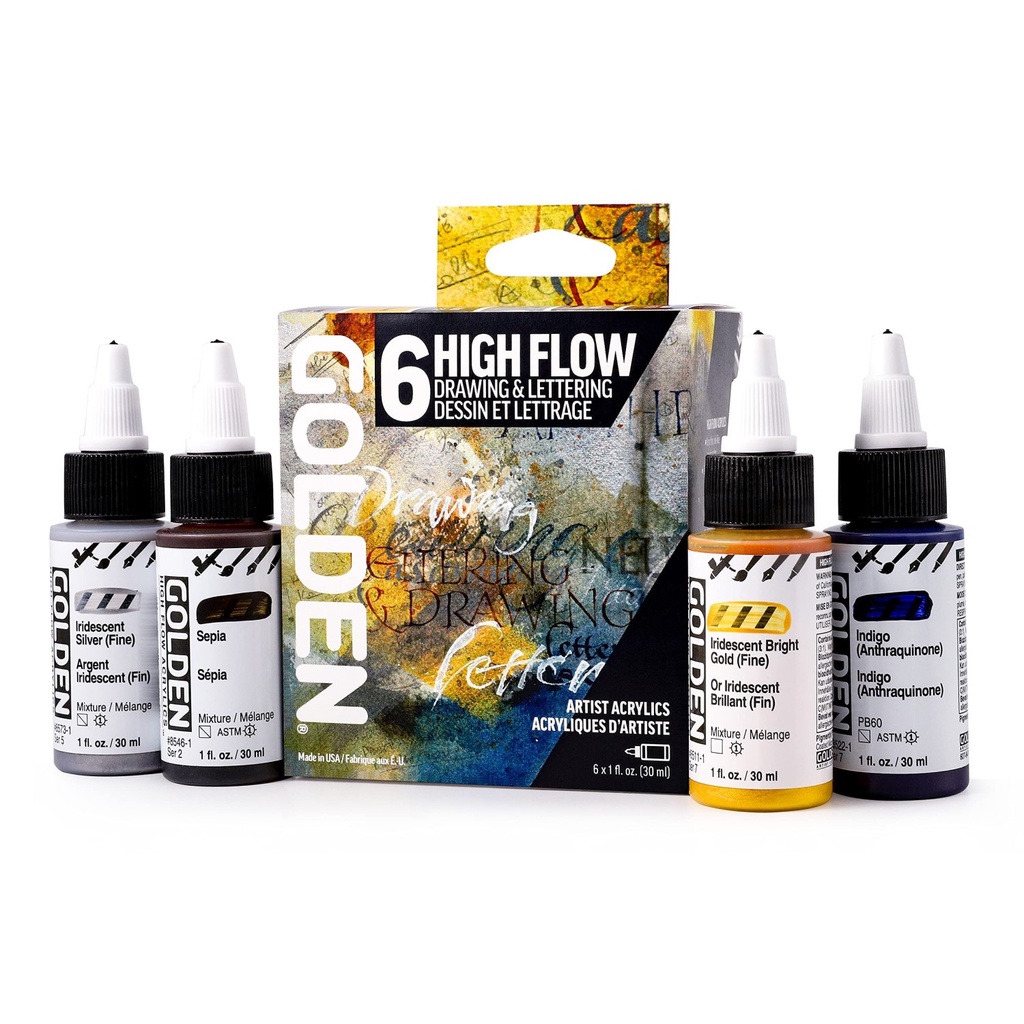 Golden Artist Paint High Flow Acrylic Paint Drawing and Lettering Set