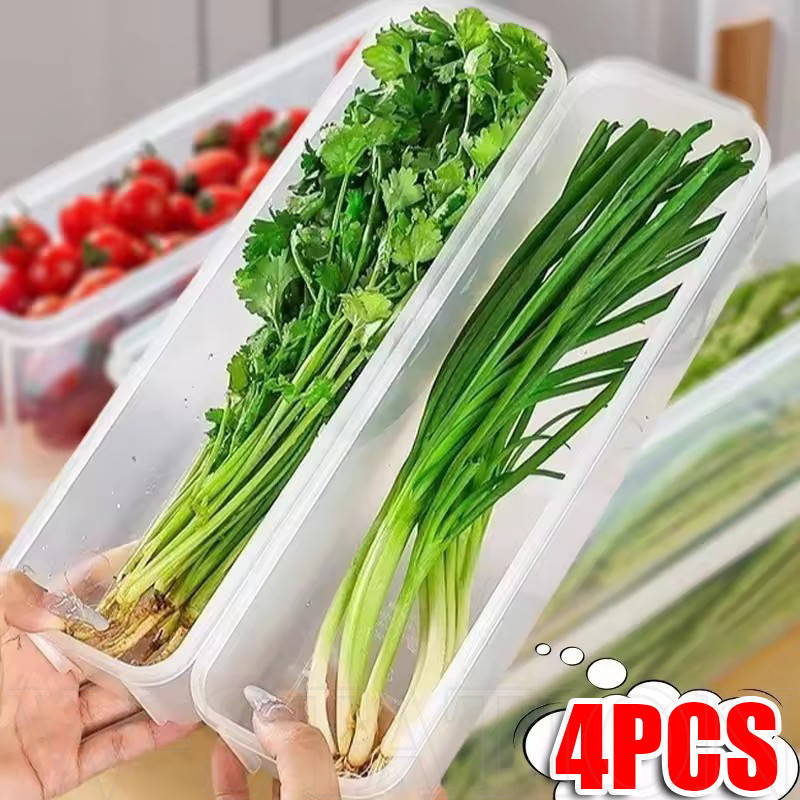 1/2/4Pcs Long Strip Fresh Food Storage Box - Vegetable Fruit Noodle ...