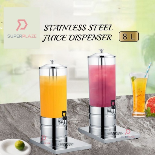 8 Liters Stainless Steel Juice Dispenser With Ice Chamber Tong Air