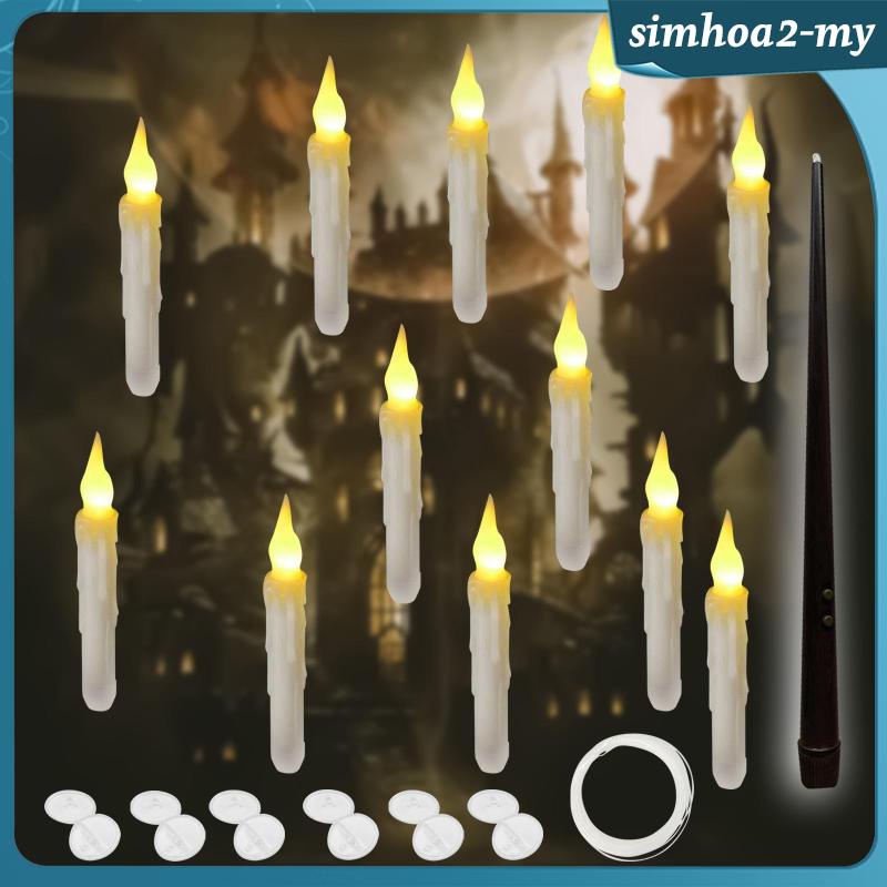 [SimhoaafMY] 12Pcs Floating Candles,LED Taper Candles Dripless