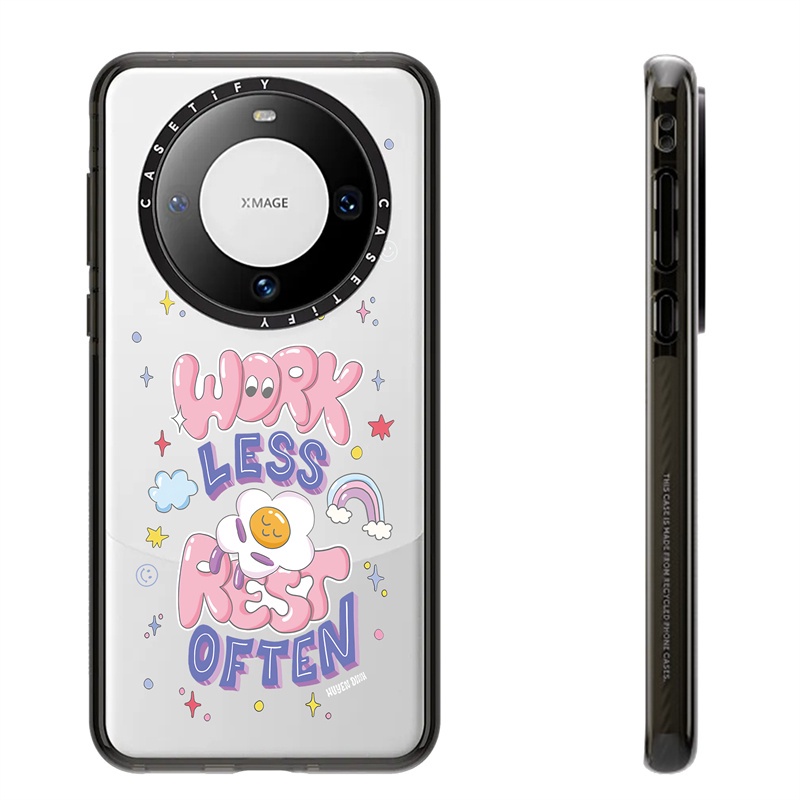 CASETiFY X Work Less Rest Often Black Edge Clear Sideband Font Casing