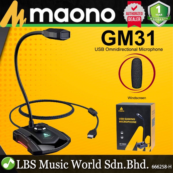 Maono AU-GM31 Omnidirectional USB Gooseneck Microphone Condenser Mic ...