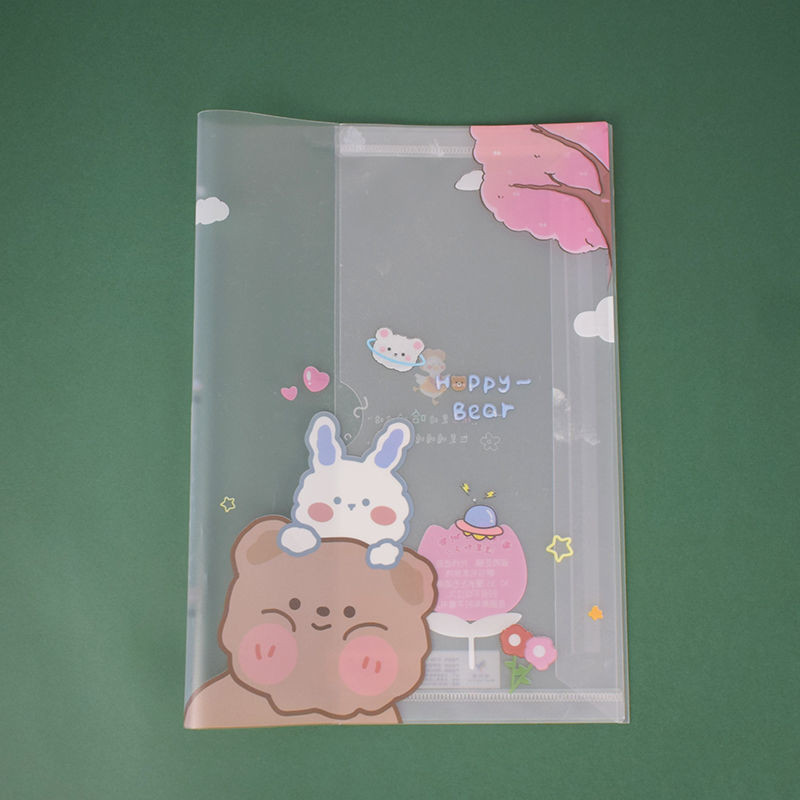 in stock 小清新包书皮卡通可爱女孩书套自粘书膜透明防水16K小学生一年级Little Fresh Cover Cartoon Cute ...