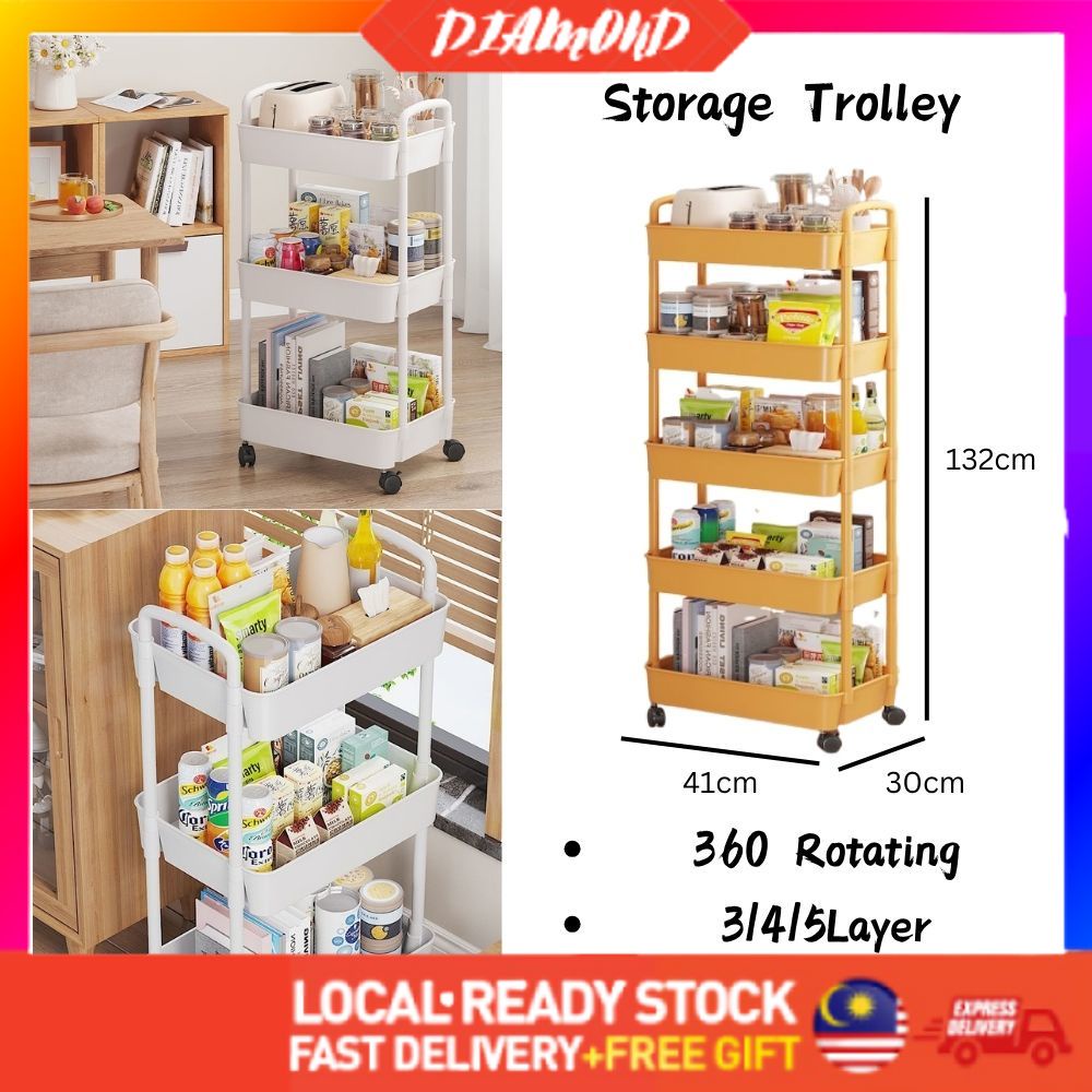 Diamond 3 Tier Trolley Storage Rack Trolley Rak Trolley Rak Troli ...