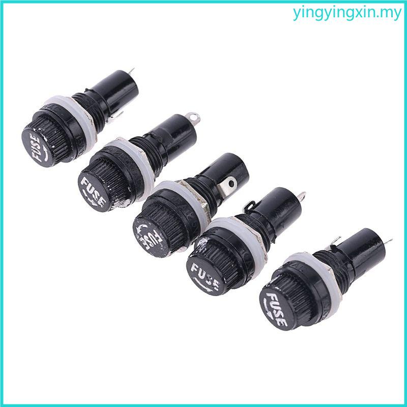 YIN 5pcs 10A Chassis Panel Mount Fuse Holder Socket for 5*20 Glass