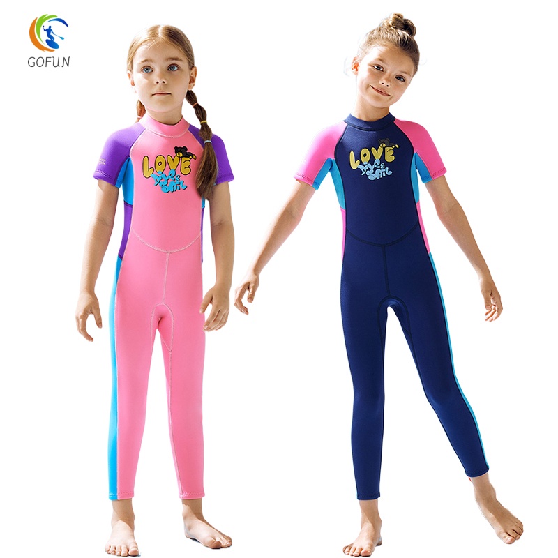 NEW 2.5mm Baby Girls Thermal Diving Suits OnePiece Neoprene Swimming Suits for Kid Girls UV