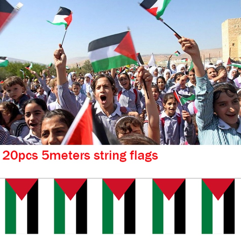 14*21cm 20PCS 5Meter Palestine String Flag Polyester Palestinian Flags ...