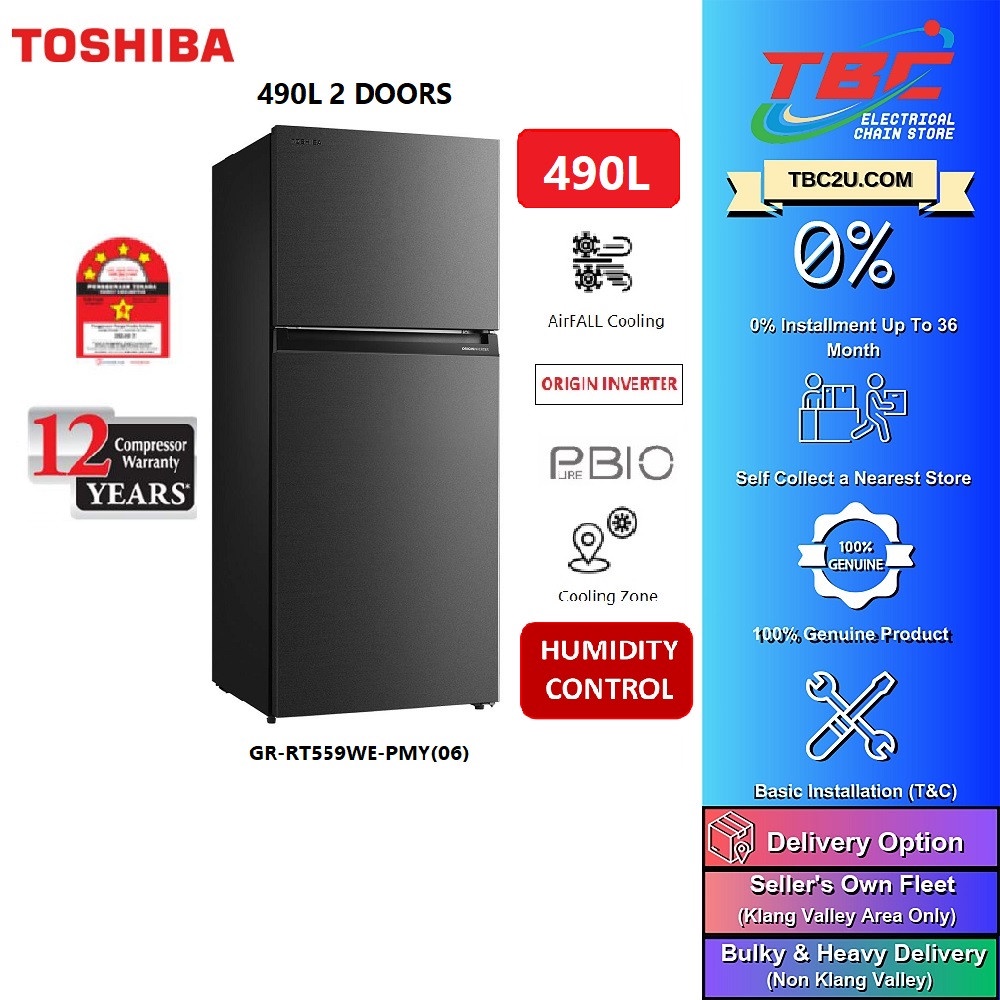 (COURIER SERVICE) TOSHIBA GRRT559WEPMY(06) 490L 2DOOR INVERTER