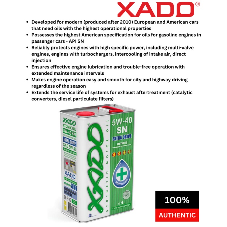 XADO ENGINE OIL 5W40 SN EXTRA DRIVE ENGINE OIL 4LITER Shopee Malaysia