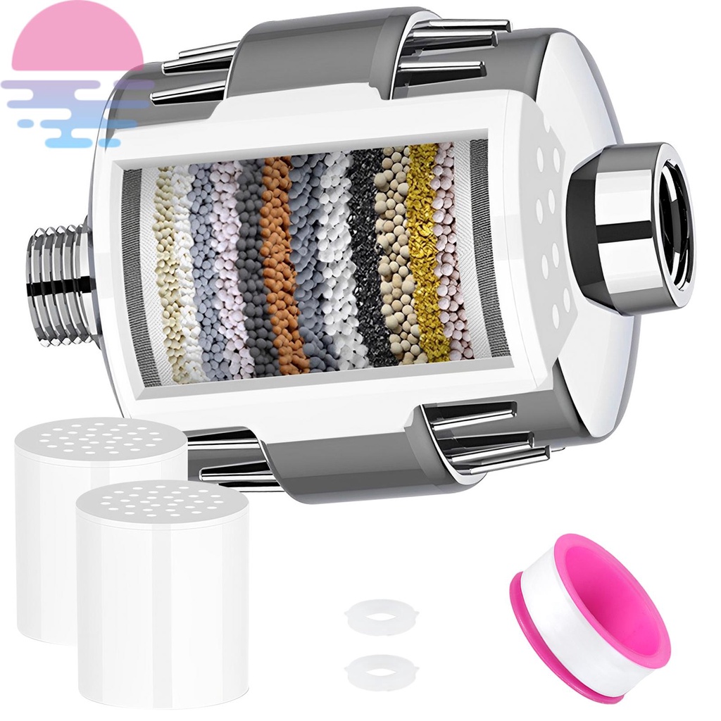 Shower Water Filter Shower Head Hard Water Filter with 2 Replaceable ...