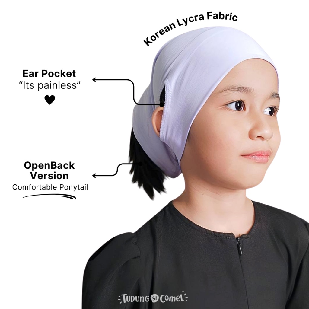 Tudung SiComel Inner Tudung Tak Tutup Telinga Anak Tudung Budak