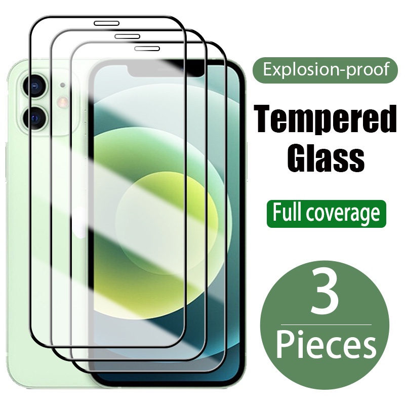 Protection D'écran En Verre Trempé Pour IPhone 6 à 14 Pro Max - Transparent Avec Bord Noir - Neuf Sous Emballage