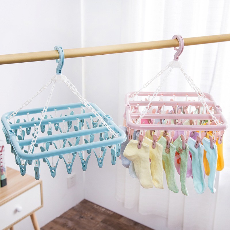 32 Clips Plastic Folding Hanger Drying Racks Drying Socks, Discs ...