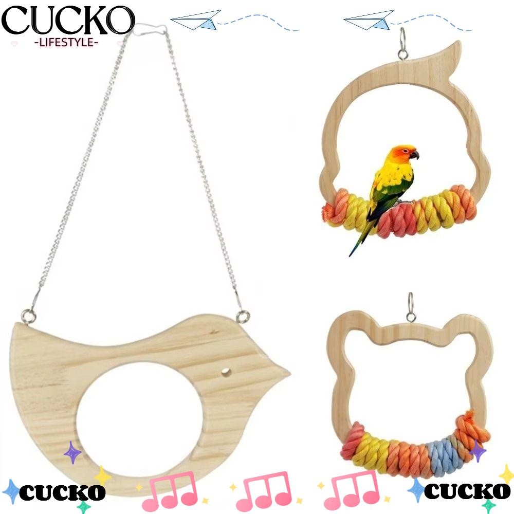 CUCKO Birds Stand Rings, with Colorful Wooden Parrot Swing, Cute Cotton ...
