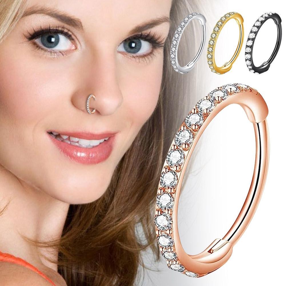 Stainless Steel Nose Ring Diamond-Encrusted Copper Nose Hoop Cartilage ...