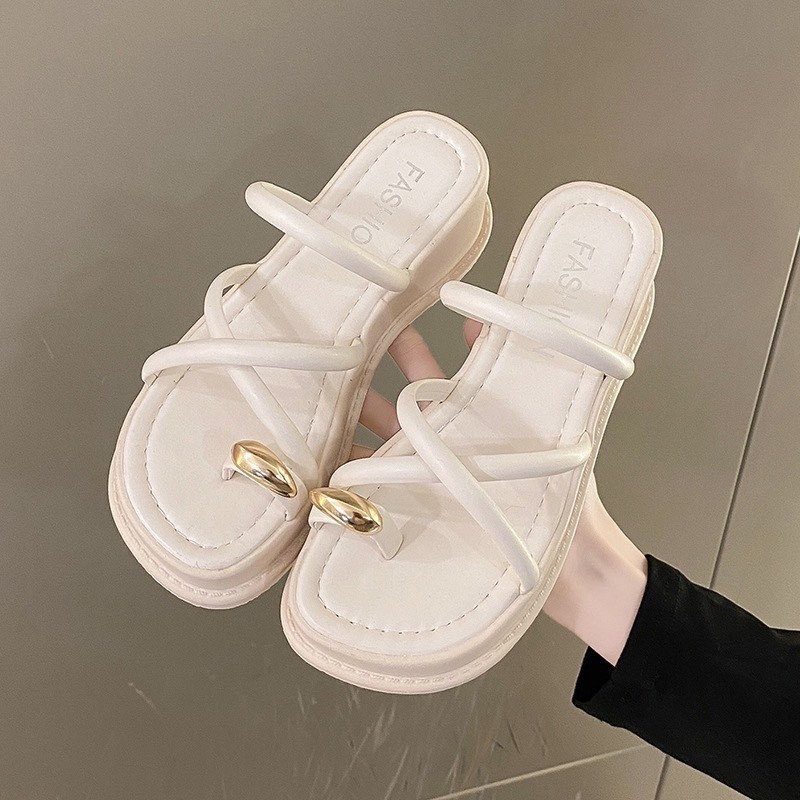 Super LIGHT SLIPPERS HIGH SOLES WITH PLATED BUTTONS | Shopee Malaysia