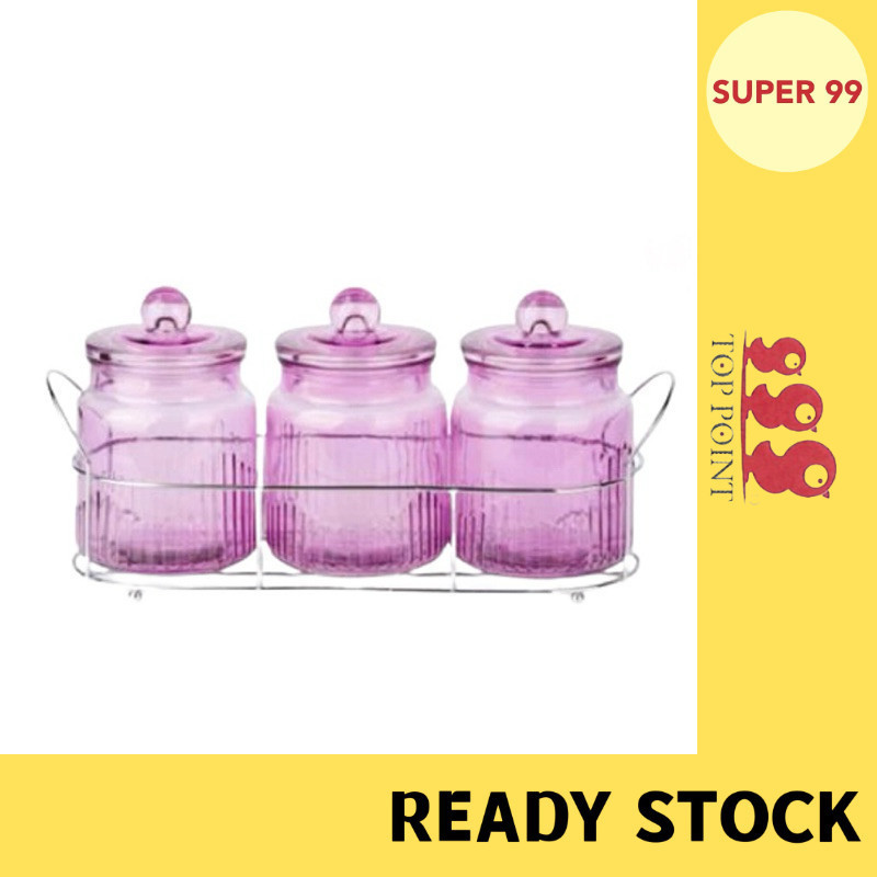 Pcs Set Top Point Glass Canister Set With Tray Ml Balang Kaca Balang Kuih Raya