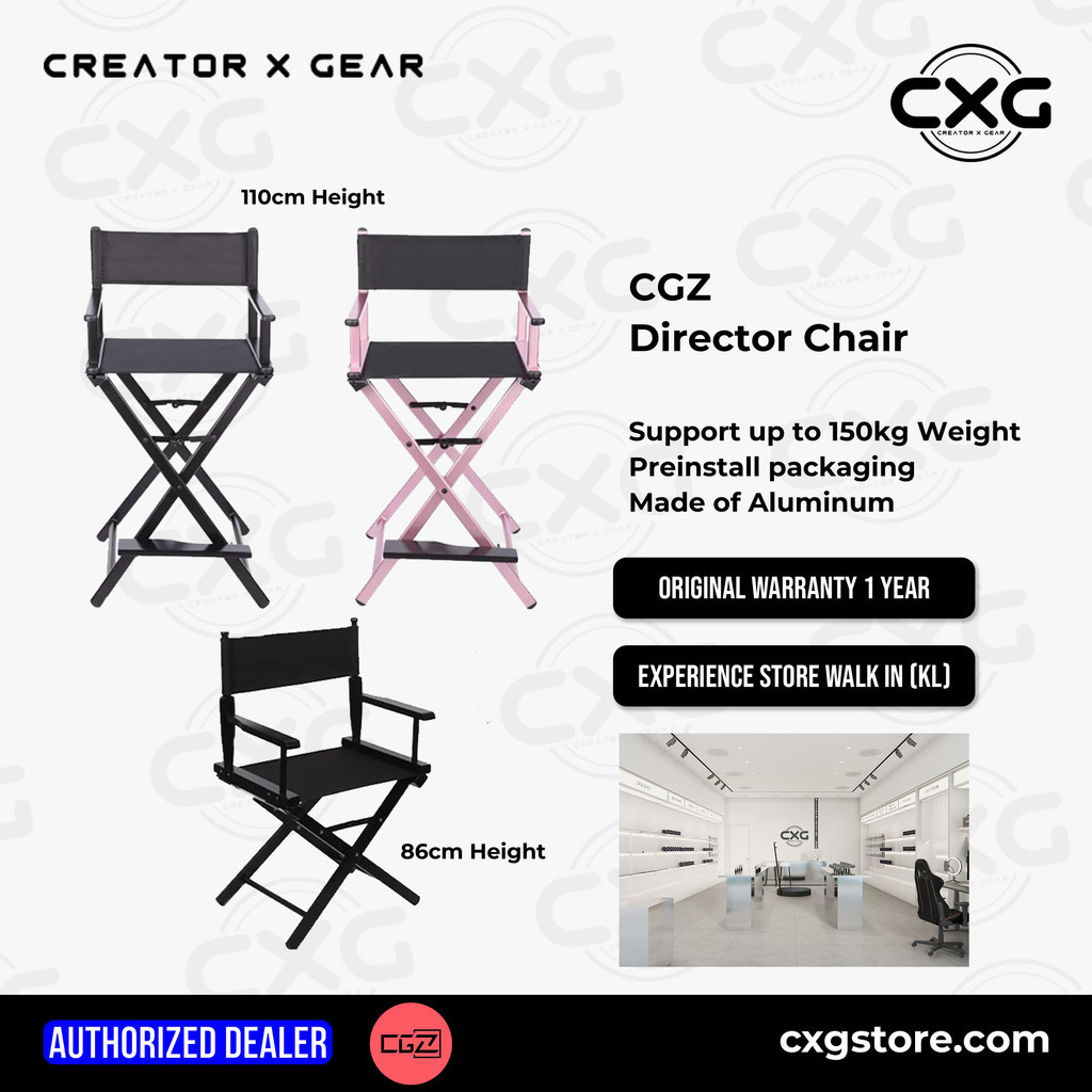Director Chair / Makeup Artist Aluminium Black Frame with Black Canvas