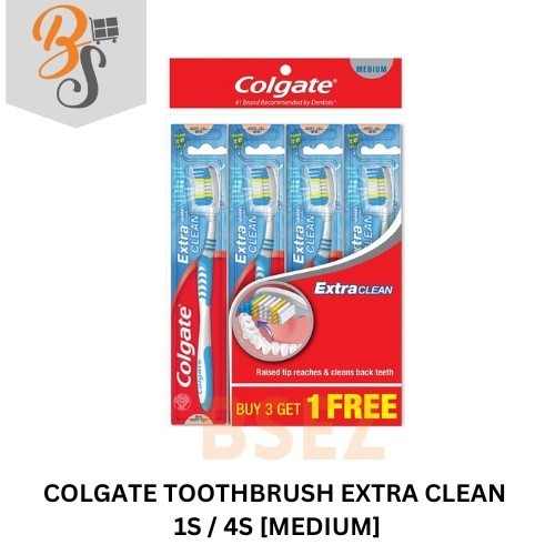 COLGATE TOOTHBRUSH EXTRA CLEAN 1S / 4S [MEDIUM] | Shopee Malaysia