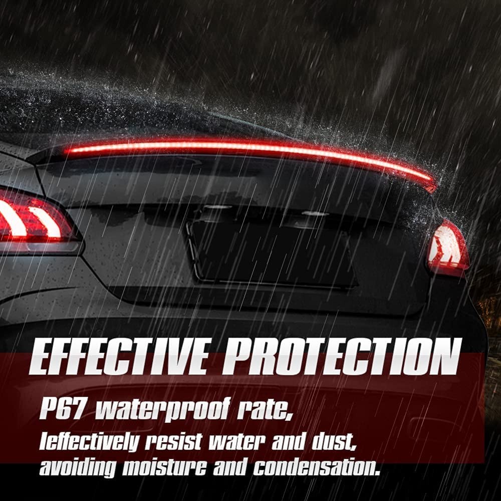 Happy Universal LED Car Wing Tail Brake Light Strip Rear Spoiler Lip ...