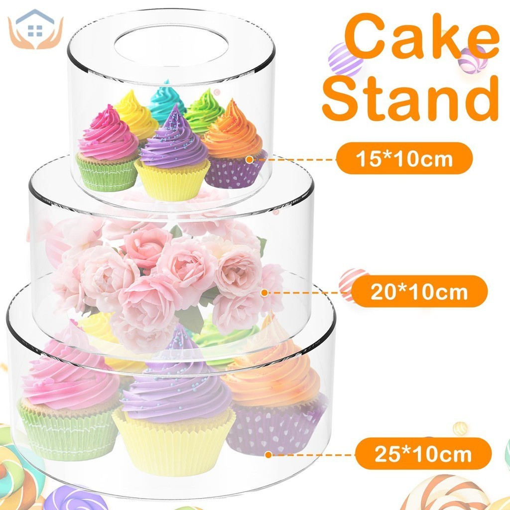 2PCS Clear Acrylic Cake Stands For Dessert Table,Fillable Cake Riser Dessert Display Stand Cupcake Stand With LED Lights,6 Inch & 10 Inch Round