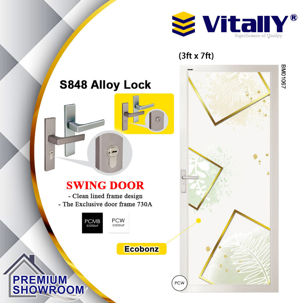 (PREORDER) VITALLY Swing Aluminium Door 830A / Toilet Door / Pintu