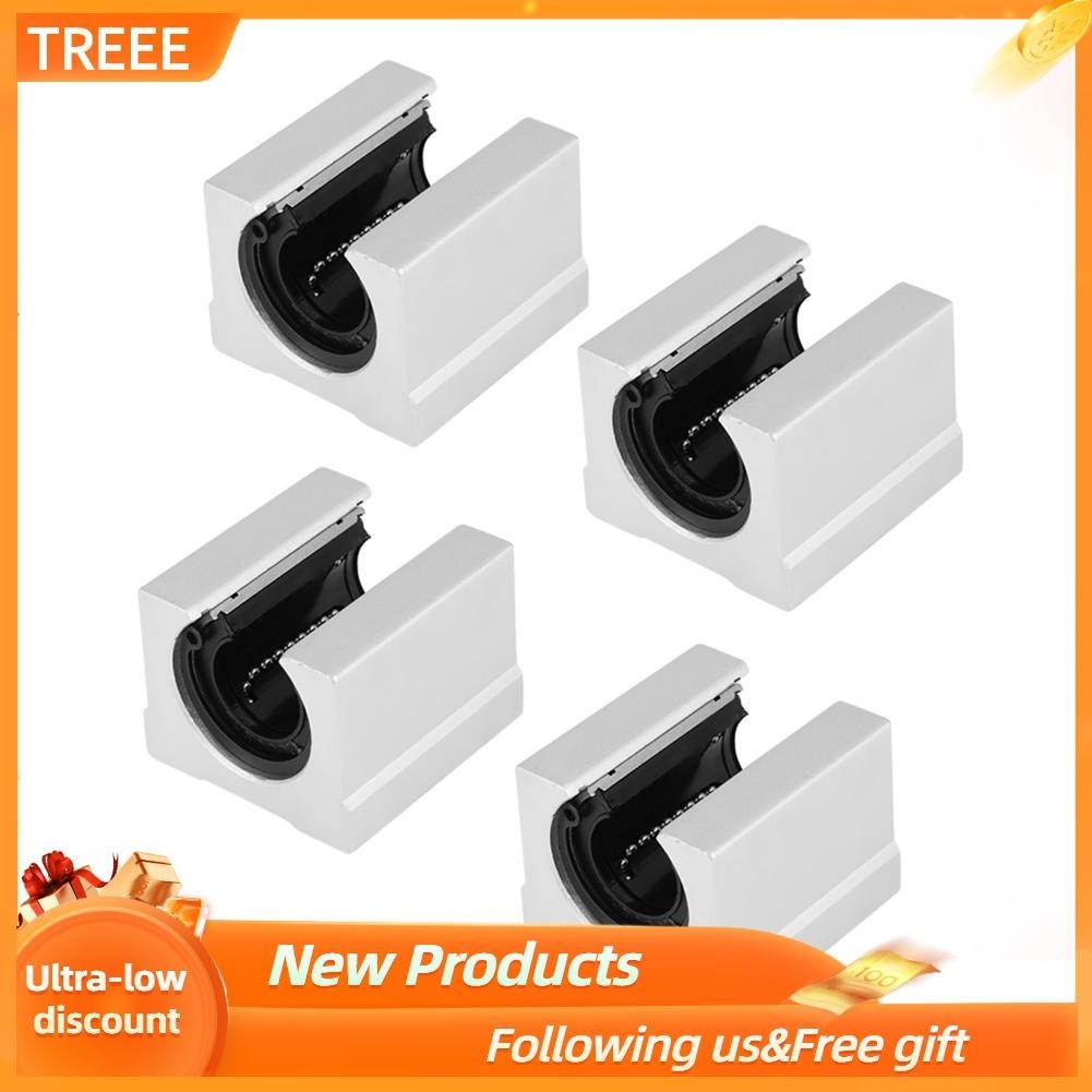 Treee 4 PCS SBR20UU 20mm Aluminum Open Linear Motion Ball Bearing CNC ...